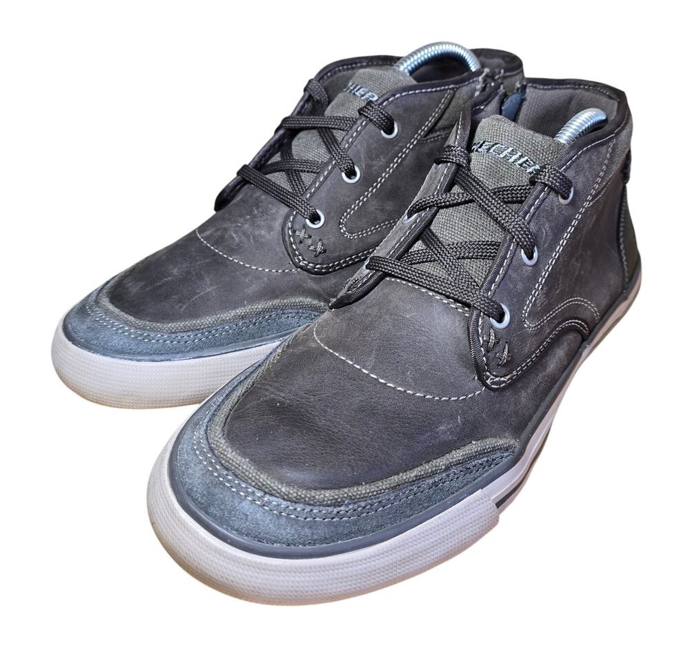 Skechers Planfix Cogent Leather Canvas Ankle Strap Shoes Mens Size 8 Womens 9.5